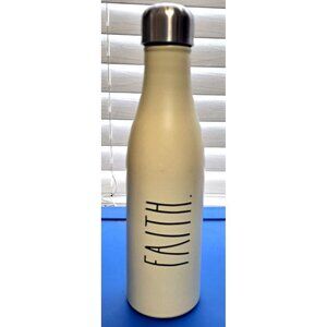 Rae Dunn Beige Metal Lined Travel Water Bottle "Faith" Holds 16 oz.